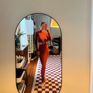 anthropologie maxi tight sweater dress in rusty orange